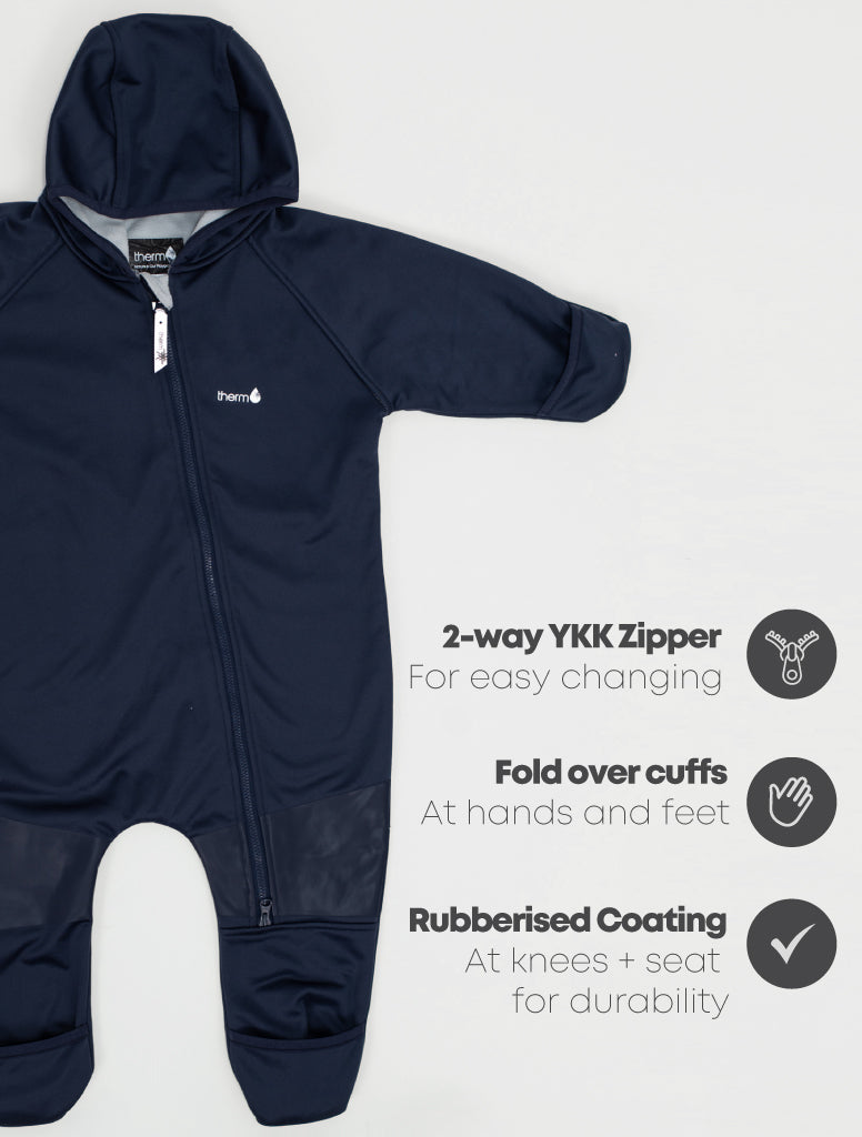 All-Weather Fleece Onesie - Navy | Waterproof Windproof Eco