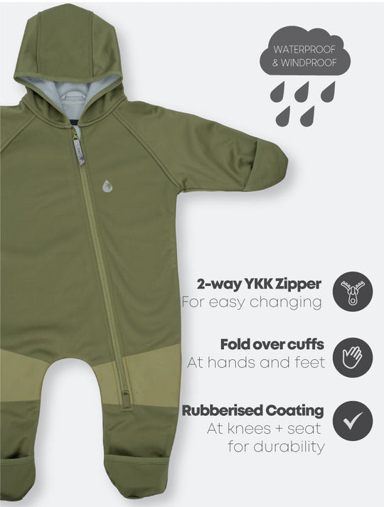 All-Weather Fleece Onesie - Olive | Waterproof Windproof Eco